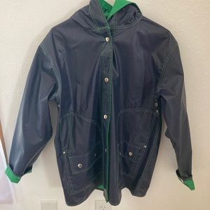 Blue rain jacket